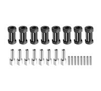 sourcing map 8pcs 12mm Wheel Hex Drive Hubs Adapter Combiner Coupler, Aluminum 25mm Extension with Nut Latch for 1/10 RC Crawler Car Parts, Black