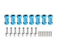 sourcing map 8pcs 12mm Wheel Hex Drive Hubs Adapter Combiner Coupler, Aluminum 25mm Extension with Nut Latch for 1/10 RC Crawler Car Parts, Blue