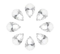 sourcing map 8Pcs 18 x 25mm Teardrop Rhinestones Glass Pointed Back Rhinestone Beads Gems for Jewelry Making Costume Crystal Embellishments Crafts,White