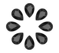 sourcing map 8Pcs 18 x 25mm Teardrop Rhinestones Glass Pointed Back Rhinestone Beads Gems for Jewelry Making Costume Crystal Embellishments Crafts,Black