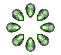 sourcing map 8Pcs 18 x 25mm Teardrop Rhinestones Glass Pointed Back Rhinestone Beads Gems for Jewelry Making Costume Crystal Embellishments Crafts,Grass Green