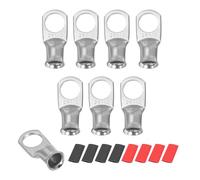 sourcing map 8pcs 2 AWG M12 Battery Lugs Ring Terminals, 1/2" 12mm Stud Crimp Wire Terminal Connector End Copper, 2:1 Heat Shrink Tubing, Silver