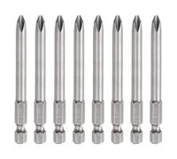 sourcing map 8pcs #2 Phillips Screwdriver Bit PH2 1/4" Hex Shank 3" (75mm) Long 6mm Rod Magnetic Cross Head Drill Bits S2 Steel Industrial Screw Driver for Electric Power Tools, Gray