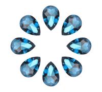 sourcing map 8Pcs 20 x 30mm Teardrop Rhinestones Glass Pointed Back Rhinestone Beads Gems for Jewelry Making Costume Crystal Embellishments Crafts,Green Blue
