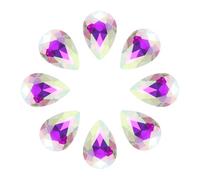 sourcing map 8Pcs 20 x 30mm Teardrop Rhinestones Glass Pointed Back Rhinestone Beads Gems for Jewelry Making Costume Crystal Embellishments Crafts,AB Colorful