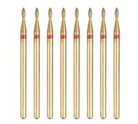 sourcing map 8pcs 200-230 Grits Diamond Grinding Bit 1.3mm Oval Head 2.35mm Shank 3.6mm Length Titanium Plated Stone Sanding Drill Bits Rotary Tool for Nails Grinding Polishing