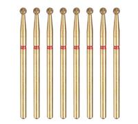 sourcing map 8pcs 200-230 Grits Diamond Grinding Bit 2.3mm Ball Head 2.35mm Shank 2.3mm Length Titanium Plated Stone Sanding Drill Bits Rotary Tool for Nails Grinding Polishing