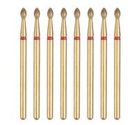 sourcing map 8pcs 200-230 Grits Diamond Grinding Bit 2.3mm Oval Head 2.35mm Shank 4mm Length Titanium Plated Stone Sanding Drill Bits Rotary Tool for Nails Grinding Polishing