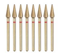 sourcing map 8pcs 200-230 Grits Diamond Grinding Bit 4.2mm Bullet-Head 2.35mm Shank 12mm Length Titanium Plated Stone Sanding Drill Bits Rotary Tool for Nails Grinding Polishing