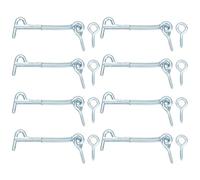 sourcing map 8Pcs 3.5 x 75mm Cabin Hook Eye Latch, Zinc-Plated Carbon Steel Spring Hook and Eye Safety Latch Wire Gate Hook and Eye Latch for Wood Window Door Hook, Blue White