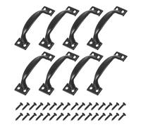 sourcing map 8pcs 3 Inches Gate Handle Metal Vintage Door Drawer Pulls Vintage Furniture Handles with Screw for Kitchen Cupboard Closet Door Black