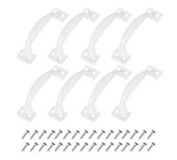 sourcing map 8pcs 3 Inches Gate Handle Metal Vintage Door Drawer Pulls Vintage Furniture Handles with Screw for Kitchen Cupboard Closet Door White