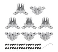 sourcing map 8Pcs 3-Way End Corner Bracket Connectors for Euro-Standard 2020 Aluminum Extrusions t Slot Connector for Industrial Aluminum Connections Printer Frame Accessories, Silver