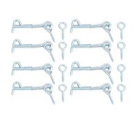 sourcing map 8Pcs 3 x 50mm Cabin Hook Eye Latch, Zinc-Plated Carbon Steel Spring Hook and Eye Safety Latch Wire Gate Hook and Eye Latch for Wood Window Door Hook, Blue White