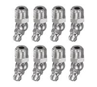 sourcing map 8pcs 304 Stainless Steel 45 Degree Grease Fitting M10x1mm Metric Thread Hydraulic Grease Nipple Accessories for Car