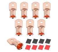 sourcing map 8pcs 4/0 AWG M8 Battery Lugs Ring Terminals, 5/16" 8mm Stud Crimp Wire Terminal Connector End Copper, 3:1 Heat Shrink Tubing, Gold