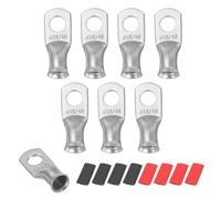 sourcing map 8pcs 4 AWG M8 Battery Lugs Ring Terminals, 5/16" 8mm Stud Crimp Wire Terminal Connector End Copper, 2:1 Heat Shrink Tubing, Silver