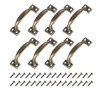 sourcing map 8pcs 4 Inches Gate Handle Metal Vintage Door Drawer Pulls Vintage Furniture Handles with Screw for Kitchen Cupboard Closet Door Bronze
