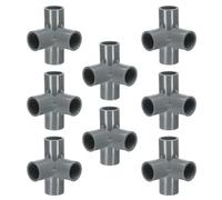 sourcing map 8pcs 4 Way PVC Pipe Fittings 1/2" Elbow Pipe Connector Furniture Build Grade 90 Degree Pipe Coupling Elbow Fittings for Sewer Plumbing Drain Water Supplies Build Garden, Grey