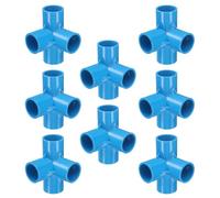 sourcing map 8pcs 4 Way PVC Pipe Fittings 3/4" Elbow Pipe Connector Furniture Build Grade 90 Degree Pipe Coupling Elbow Fittings for Plumbing Drain Water Build, Blue