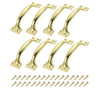 sourcing map 8pcs 5 Inches Gate Handle Metal Vintage Door Drawer Pulls Vintage Furniture Handles with Screw for Kitchen Cupboard Closet Door Gold