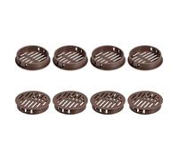 sourcing map 8Pcs 50mm/1.97" Circular Soffit Air Vents, Plastic Soffit Vent Cover, Round Mesh Hole Louver for Bathroom Kitchen Cabinet Wardrobe, Dark Brown