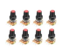 sourcing map 8Pcs 5K Ohm Variable Resistors Single Turn Rotary Carbon Film Taper Potentiometer with Knobs