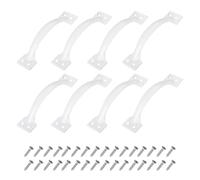 sourcing map 8pcs 6 Inches Gate Handle Metal Vintage Door Drawer Pulls Vintage Furniture Handles with Screw for Kitchen Cupboard Closet Door White