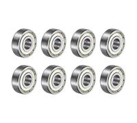 sourcing map 8pcs 608ZZ Deep Groove Ball Bearings 8 x 22 x 7mm High Carbon Steel Double Shield Bearings for Electric Motor, Home Appliances, Garden Machinery, Silver Tone