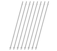 sourcing map 8pcs 8/32 Inch M4 Threaded Rods with 16pcs Hex Nuts and Washers 16 Inch 201 Stainless Steel Full Threads Right-Hand Thread for Hangers, U-Bolts, Beaded Garden Stake Rods, Silver