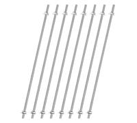 sourcing map 8pcs 8/32 Inch M4 Threaded Rods with 40pcs Hex Nuts and Washers 13 Inch 201 Stainless Steel Full Threads Right-Hand Thread for Hangers, U-Bolts, Beaded Garden Stake Rods, Silver