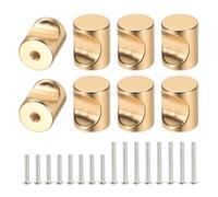 sourcing map 8Pcs Aluminum Alloy Cabinet Knobs, 16mm/0.6" Cylindrical Cabinet Hardware Knobs Single Hole Pull Handles with Screws for Kitchen Drawer Dresser Wardrobe Furniture Decor, Gold
