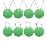 sourcing map 8Pcs Aluminum Blank Dog Tags, 35mm Round Metal Stamping Blank Tags with Chains and Loops for Pet Necklace Decorative DIY Craft, Green