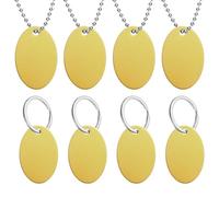 sourcing map 8Pcs Aluminum Blank Dog Tags, 38mm Oval Metal Stamping Blank Tags with Chains and Loops for Pet Necklace Decorative DIY Craft, Yellow