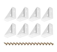 sourcing map 8Pcs Angle Corner Brackets 38mm x 38mm, Cold Rolled Steel Braces Joining Support with Screws for Desk Bed Edge (White)