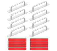 sourcing map 8Pcs Barn Door Handles, 180mm / 7 Inch Length Hole Center Sliding Gate Door Pull Handle Aluminum Alloy Cabinet Handles with Base for Kitchen Bathroom Wardrobe Closet (Silver)