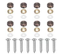 sourcing map 8Pcs Brass Decorative Screws with Caps, 14mm Mirror Screws Cover Self-Tapping Screws with Decorative Caps for Furniture Cabinet Mirror Fixing, Red Bronze