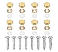 sourcing map 8Pcs Brass Decorative Screws with Caps, 14mm Mirror Screws Cover Self-Tapping Screws with Decorative Caps for Furniture Cabinet Mirror Fixing, Gold Tone