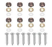 sourcing map 8Pcs Brass Decorative Screws with Caps, 16mm Mirror Screws Cover Self-Tapping Screws with Decorative Caps for Furniture Cabinet Mirror Fixing, Red Bronze