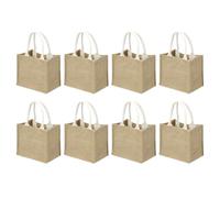 sourcing map 8Pcs Burlap Tote Bags, Reusable Gift Tote Bags Foldable Large Shopping Bag with Handles for Wedding Gifts Beach Party Supplies Goodie Grocery, 14.2 x 12.6 Inch Brown