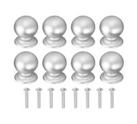 sourcing map 8Pcs Cabinet Knobs, 0.87" Solid Round Ball Shape Drawer Knobs Single Hole Aluminum Alloy Cabinet Handles Pulls with Screws for Kitchen Cabinets Bedroom Dresser Wardrobe, Silver