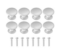 sourcing map 8Pcs Cabinet Knobs, 0.98" Solid Round Drawer Knobs Single Hole Aluminum Alloy Cabinet Handles Pulls with Screws for Kitchen Cabinets Bedroom Dresser Wardrobe, Silver