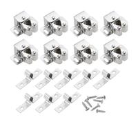sourcing map 8Pcs Cabinet Latch Double Roller Catch, Lock Stop Catch Clamp Cabinet Closer Magnetic Closure Hardware for Cabinet Kitchen Closet Door, Nickel