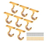 sourcing map 8Pcs Ceiling Curtain Rod Holders, 85mm Single Drapery Rod Bracket for 1" Pole, Thick Curtain Rods Hook Hangers Support Wall Mount with Screws, Gold