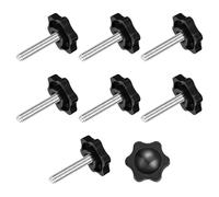 sourcing map 8Pcs Clamping Screw Knob, M6 x 30mm Hex Shaped Star Knob Plastic Grips Hand Tightening Screw Handle for Umbrella Base Mechanical Furniture, 25mm Dia