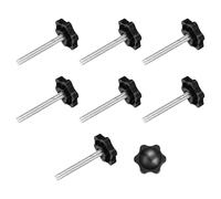 sourcing map 8Pcs Clamping Screw Knob, M6 x 50mm Hex Shaped Star Knob Plastic Grips Hand Tightening Screw Handle for Umbrella Base Mechanical Furniture, 32mm Dia