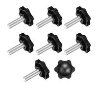 sourcing map 8Pcs Clamping Screw Knob, M8 x 25mm Hex Shaped Star Knob Plastic Grips Hand Tightening Screw Handle for Umbrella Base Mechanical Furniture, 32mm Dia
