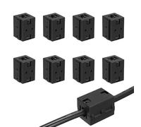 sourcing map 8Pcs Clip-on Ferrite Ring Core, RFI EMI Noise Suppression Filter Cable Clip Ferrite Beads for 10mm USB Audio Video Data Cables, for Interference Reduction, Black Square