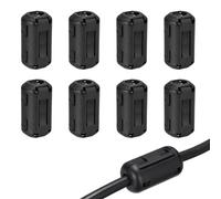 sourcing map 8Pcs Clip-on Ferrite Ring Core, RFI EMI Noise Suppression Filter Cable Clip Ferrite Beads for 9mm USB Audio Video Data Cables, for Interference Reduction, Black