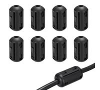 sourcing map 8Pcs Clip-on Ferrite Ring Core, RFI EMI Noise Suppression Filter Cable Clip Ferrite Beads for 5mm USB Audio Video Data Cables, for Interference Reduction, Black,Cylinder Round